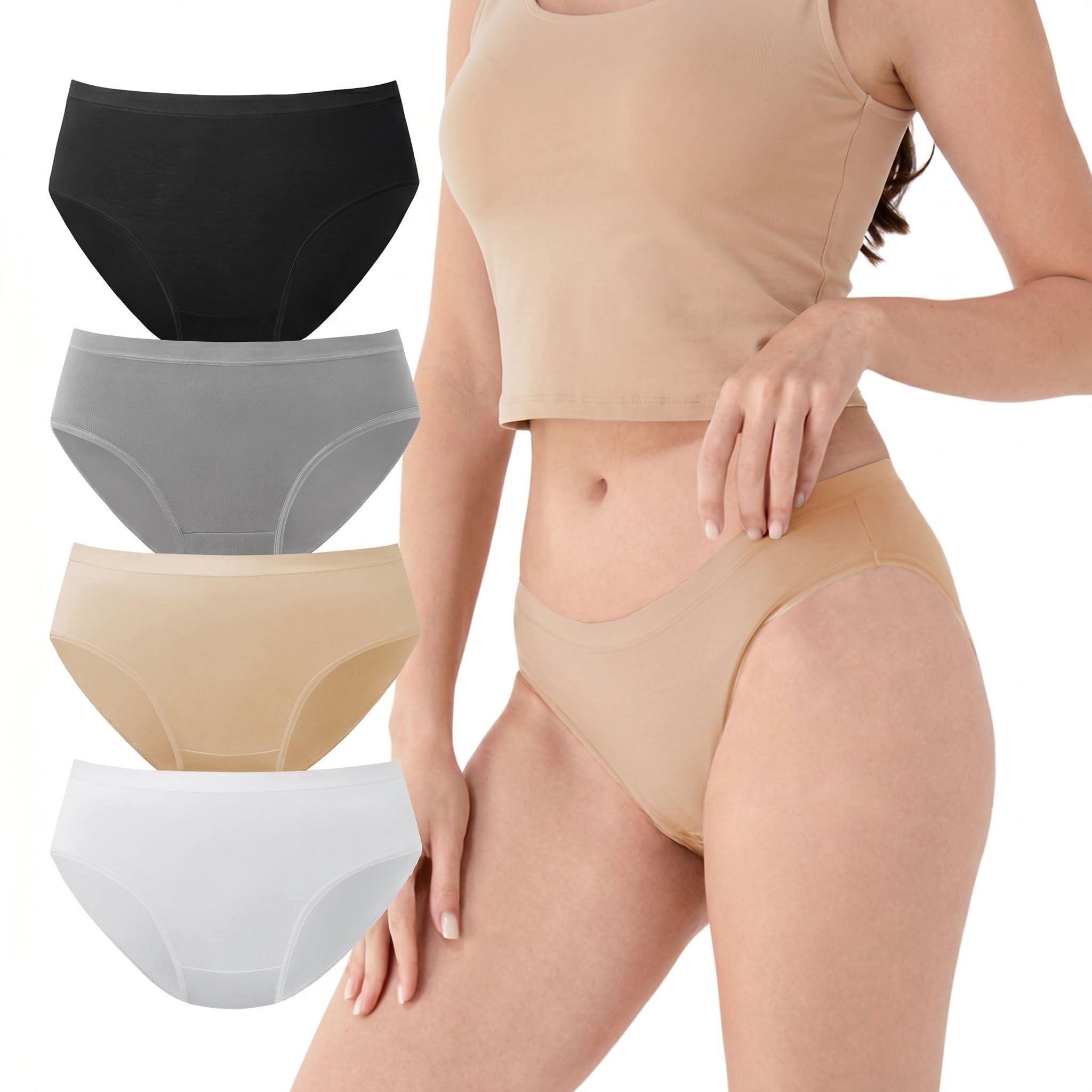 David Archy Women's Bamboo Bikini Panties 4 Pack