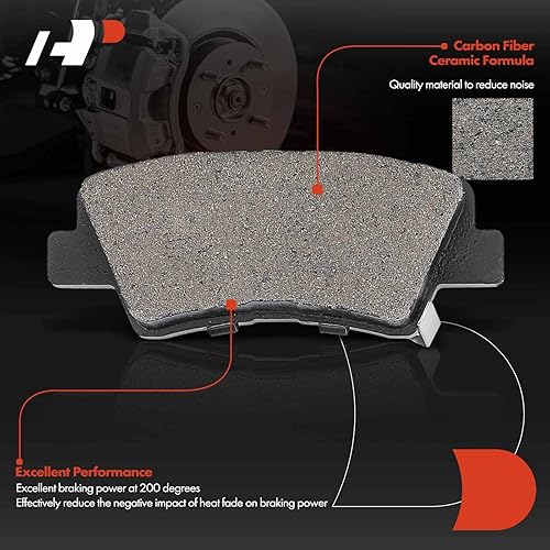 Miniatura 7 de A-Premium Kit de rotores de freno de disco sólido trasero de 10.31 pulgadas (10.311 in) + pastillas de cerámica compatibles con modelos