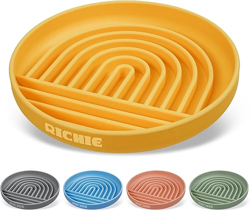 Miniatura 7 de RICHIE Slow Feed - Cuenco para perros, antigolpe, silicona duradera, seguro para razas pequeñas a grandes, color azul