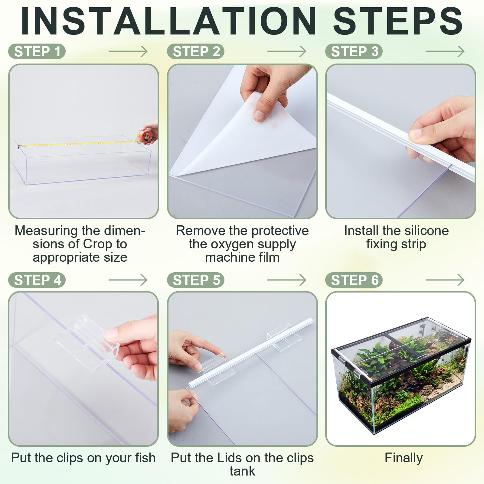 Sieral Lot de 2 couvercles d'aquarium en polycarbonate avec 30 clips de couvercle supérieur, couvercles d'aquarium 58 x 29 x 0,3 cm pour aquarium de 100,6 / 150 litres, version rail coulissant, avec