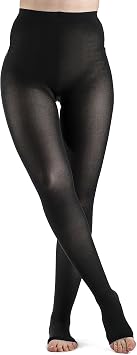 SIGVARIS Womens Style Soft Opaque 840 Open Toe Pantyhose 15-20mmHg - Black - Medium Long