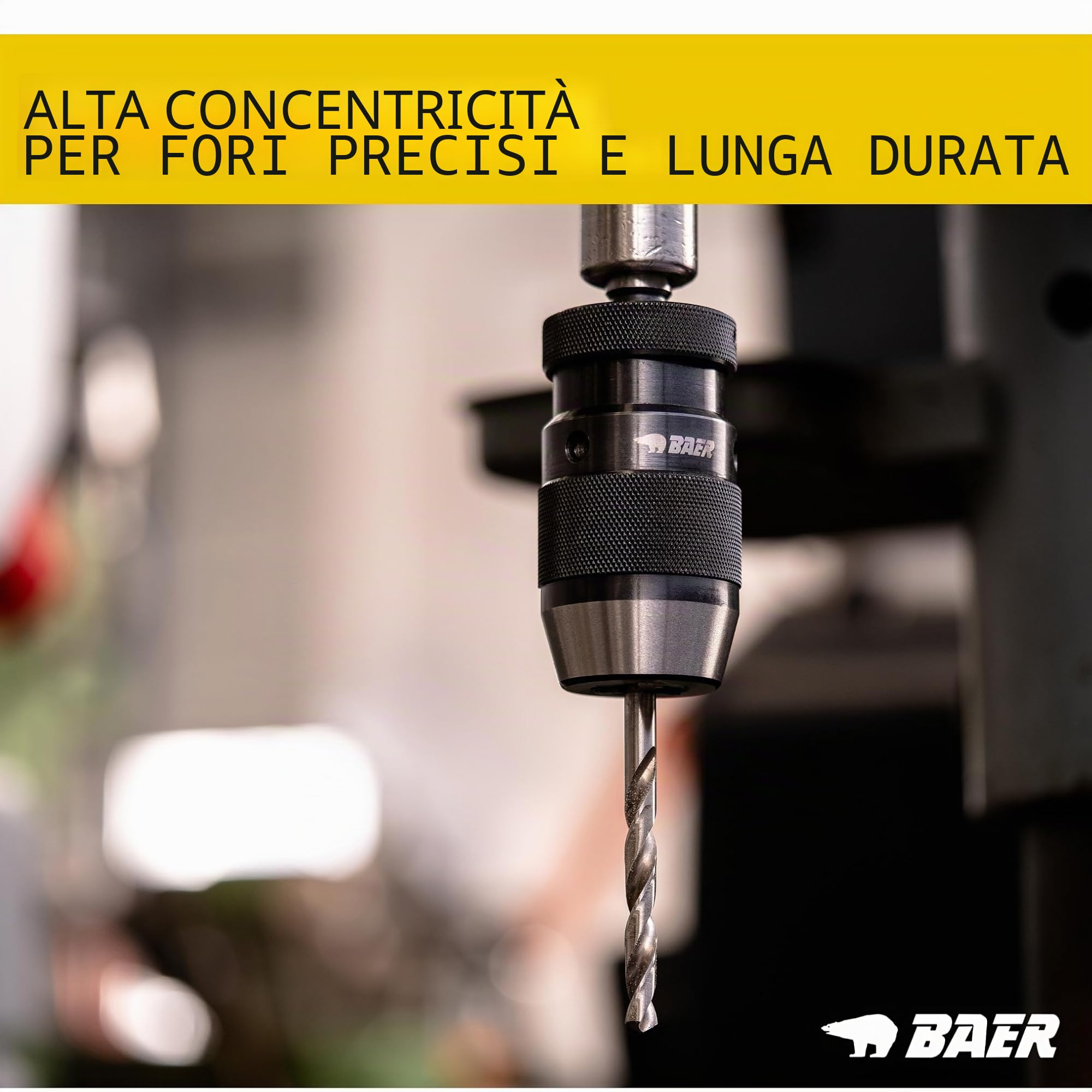 BaerCoil BAER Mandrino con attacco conico 0,2 – 16 mm – Cono: B 16, Mandrino a sgancio rapido, Martello perforatore, a serraggio rapido, Trapano, Testa di foratura