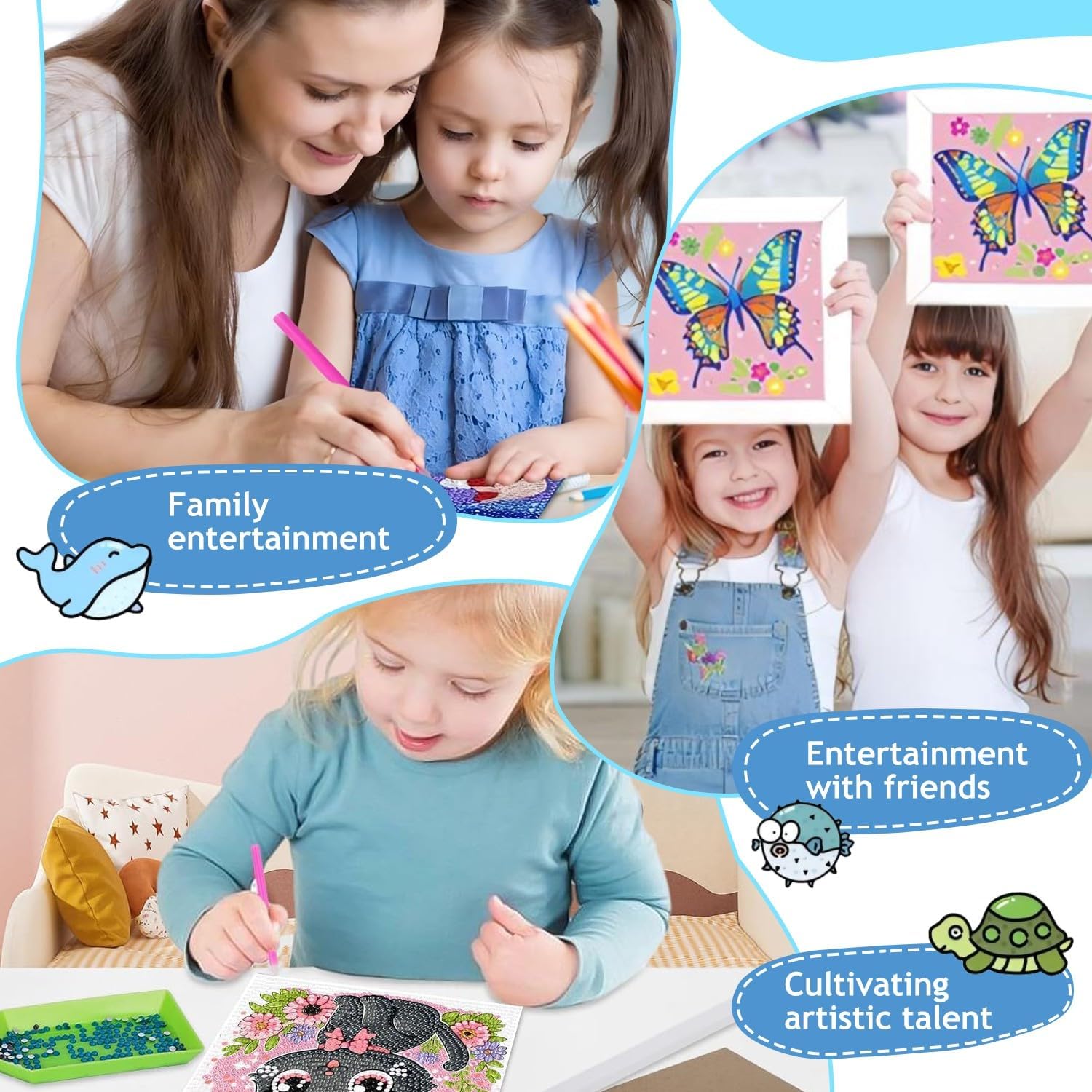 Reivworl Hedgehog Diamond Art Kits for Kids, Hedgehog Diamond Painting Kits for Kids, Gem Painting Kit for Home Wall Decoration (8x8Inch)