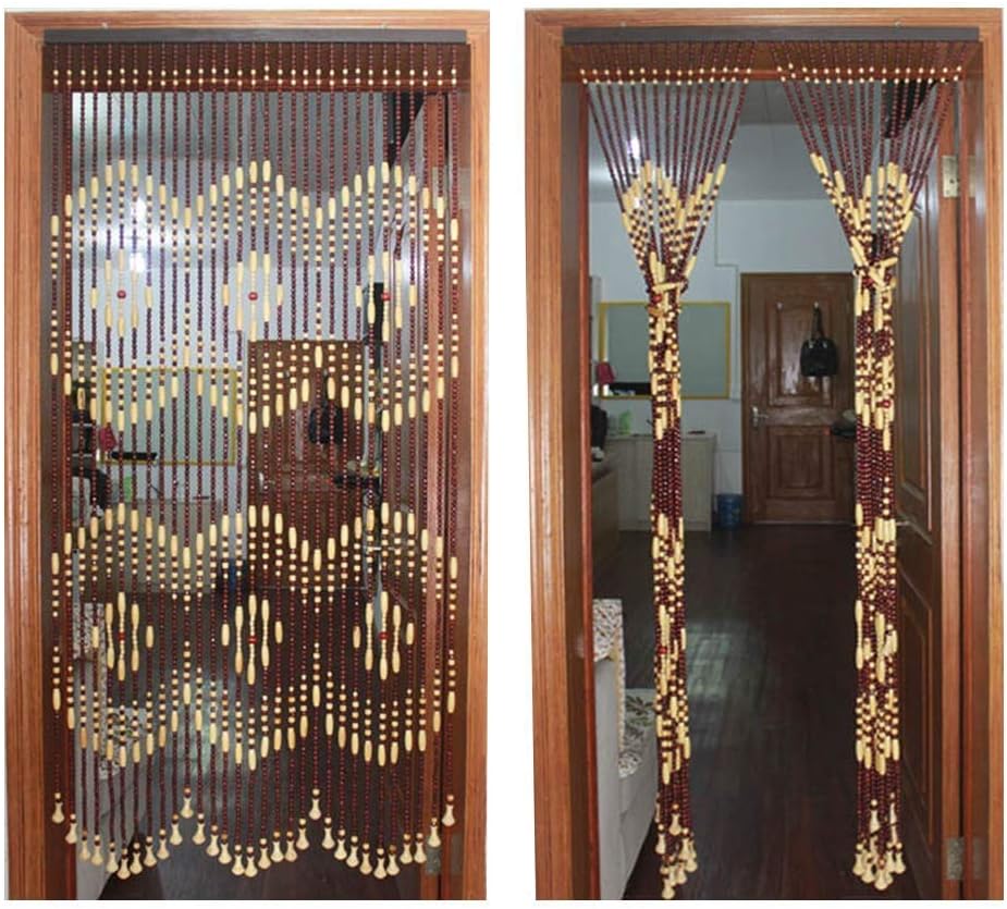 Beaded Curtain Wooden Beads Door String Curtains Porch Partition for Doorway Passage, Window Divider Blind, Tassel Screen Panel, 8 Sizes (Color : A, Size : 31 strands-70x180cm)