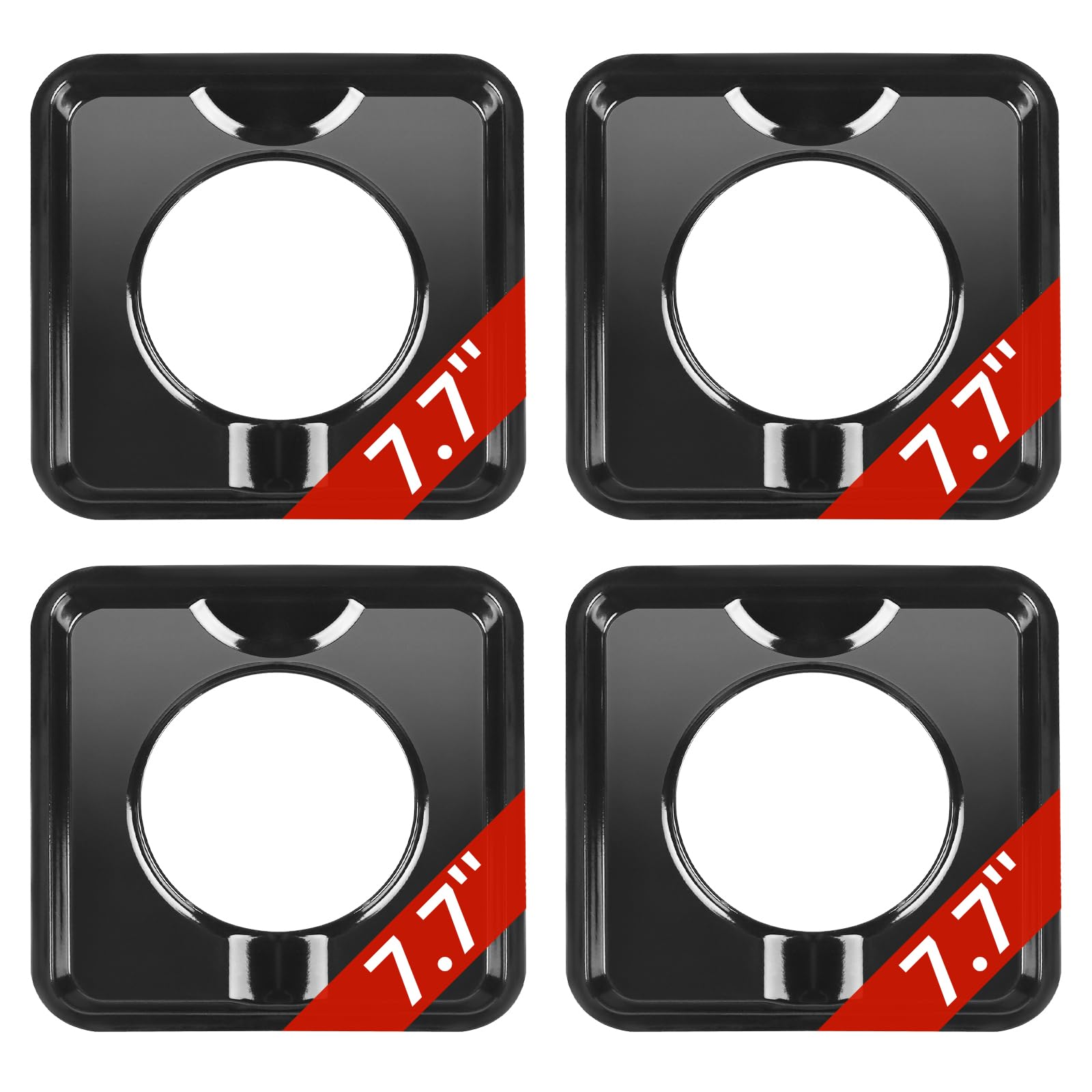 4 Pack Gas Range Drip Pans Square Reusable Black BN24 Burner Covers (7.7''*7.7'') Replaces WP786333, AP6011553, PS11744751 Liner Covers by Puxyblue