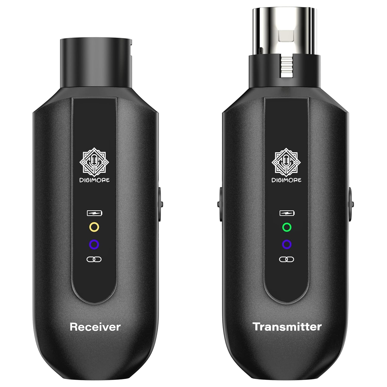 digimore wireless xlr transmitter & receiver | <5ms latency | 260ft range | 5hrs pure run time | 48v phantom power | replace xlr cables | connector for audio mixer, pa system & dslr camera (d-730 pro)