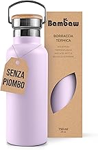Bambaw Borraccia Termica 750 ml, Borraccia Viola, Borraccia Acciaio, Borraccia Palestra, Bottiglia Termica, Borraccia Sport, Borraccia Metallo, Borraccia 750 ml – Lilla Lavanda