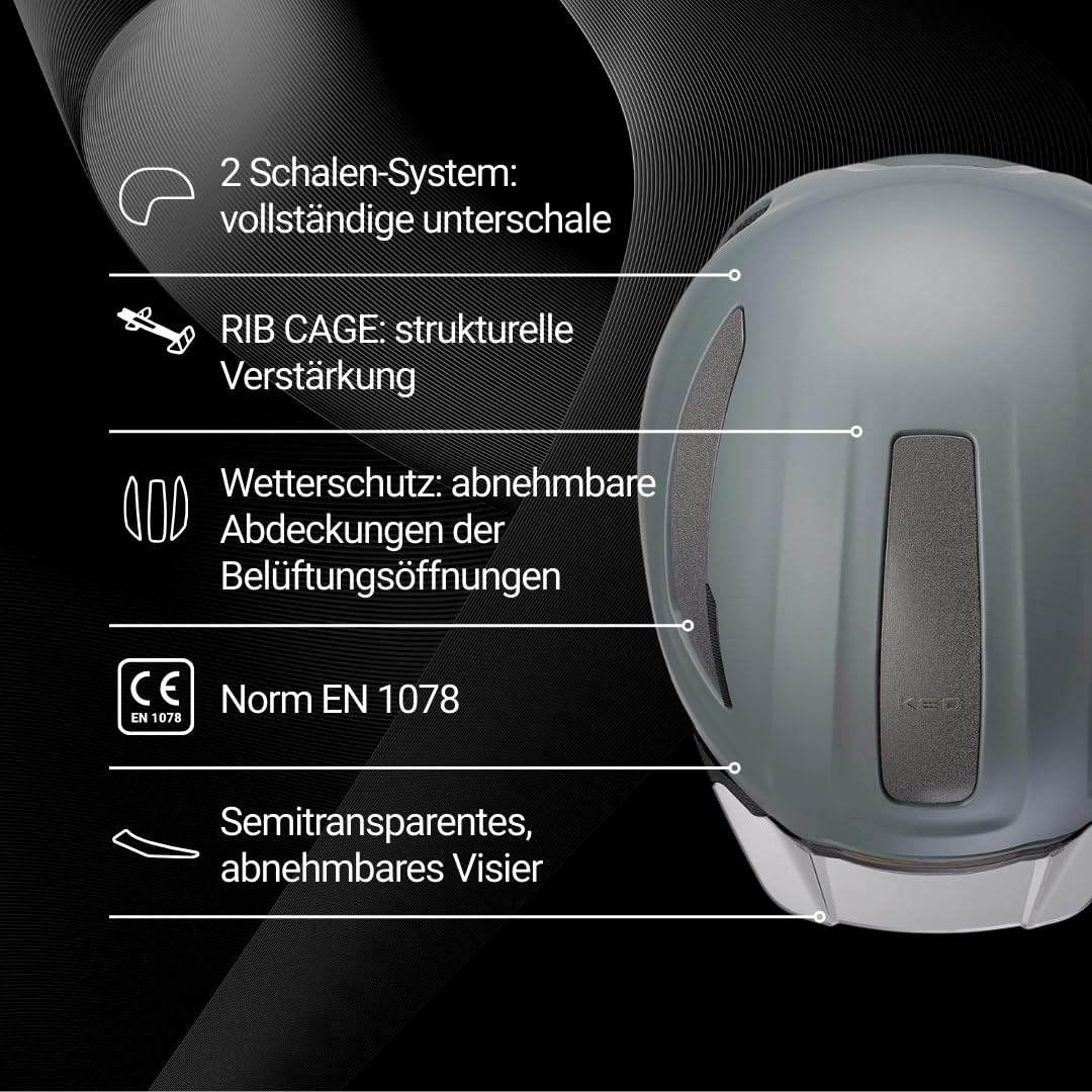 KED Reach DT1 Fahrradhelm – MIPS Schutz, K-Fit 3D Anpassung, Abnehmbares Visier, Rib Cage Belüftung, Individuell Einstellbar, Brillenhalter