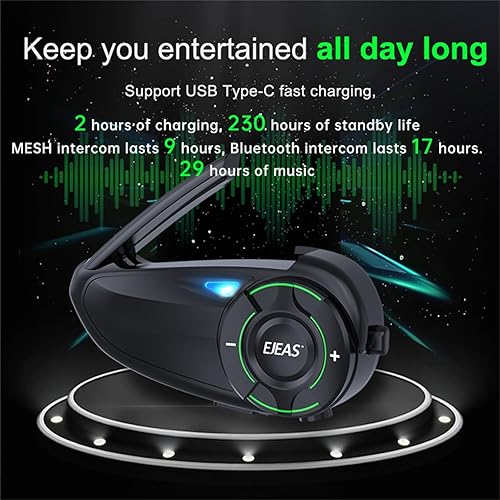 Miniatura 3 de Q8 - Auriculares Bluetooth para casco de motocicleta, 230 horas en espera, sistemas de comunicación de malla para 6 conductores con multitarea de