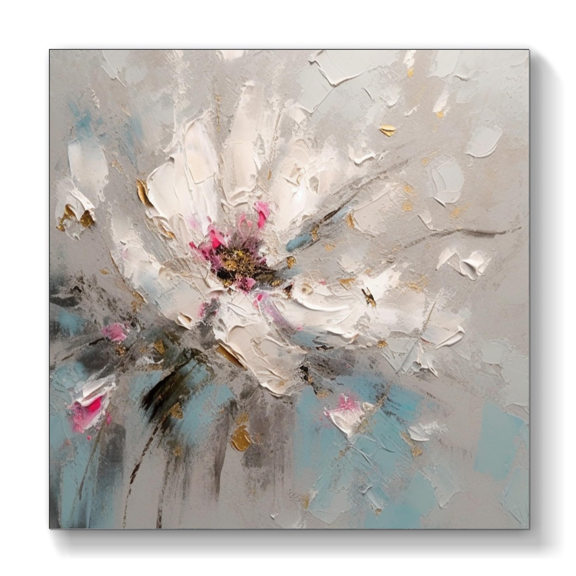 UYLHJKLZ Original Pink Flower Oil Painting On Canvas Large