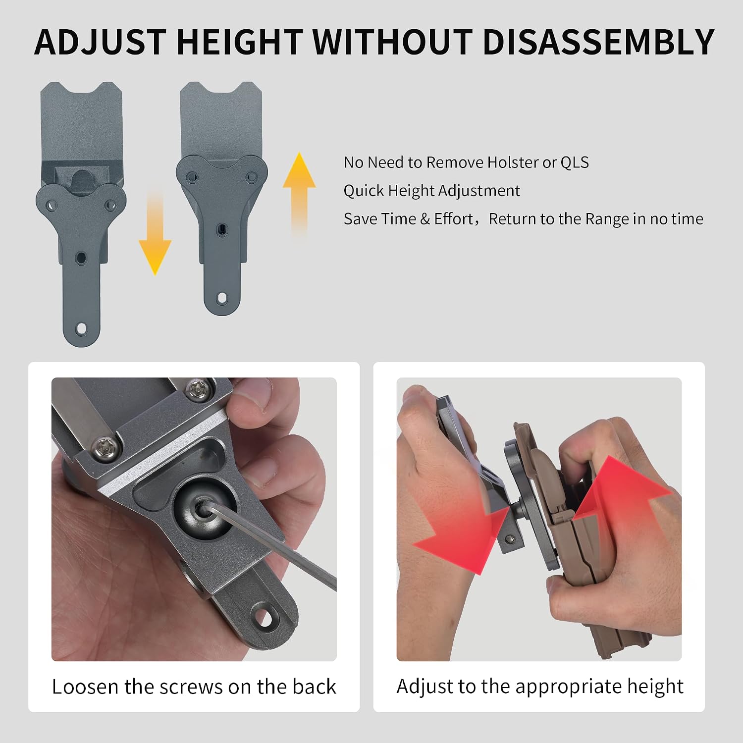 Drop Leg Holster Mount, Quick Adjustable Aluminum Drop Leg Adapter for 3-Hole Holsters, Compatible with QLS Mounts for Tactical Duty Belt