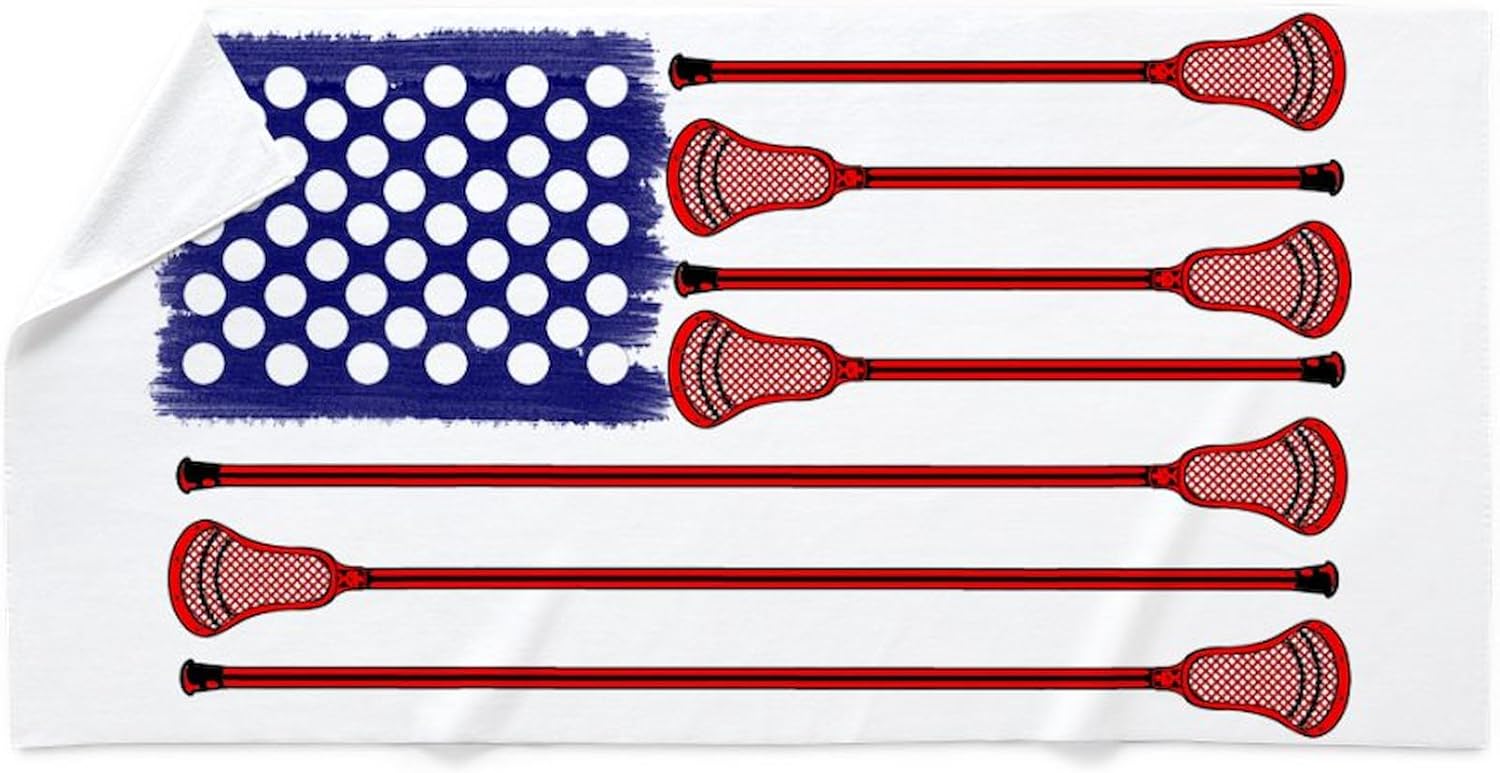 CafePress Lacrosse Flag Head 600 30"x60" Absorbent Cotton Back, Soft Beach, Pool Towel