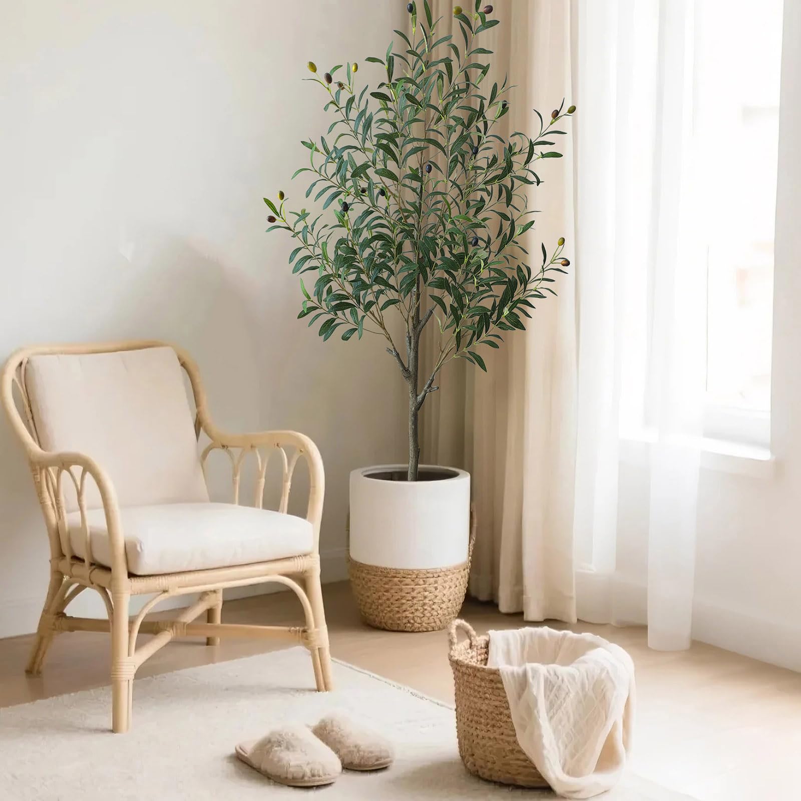 Grand olivier artificiel 150 cm pour salon, bureau, balcon, décoration d'événements