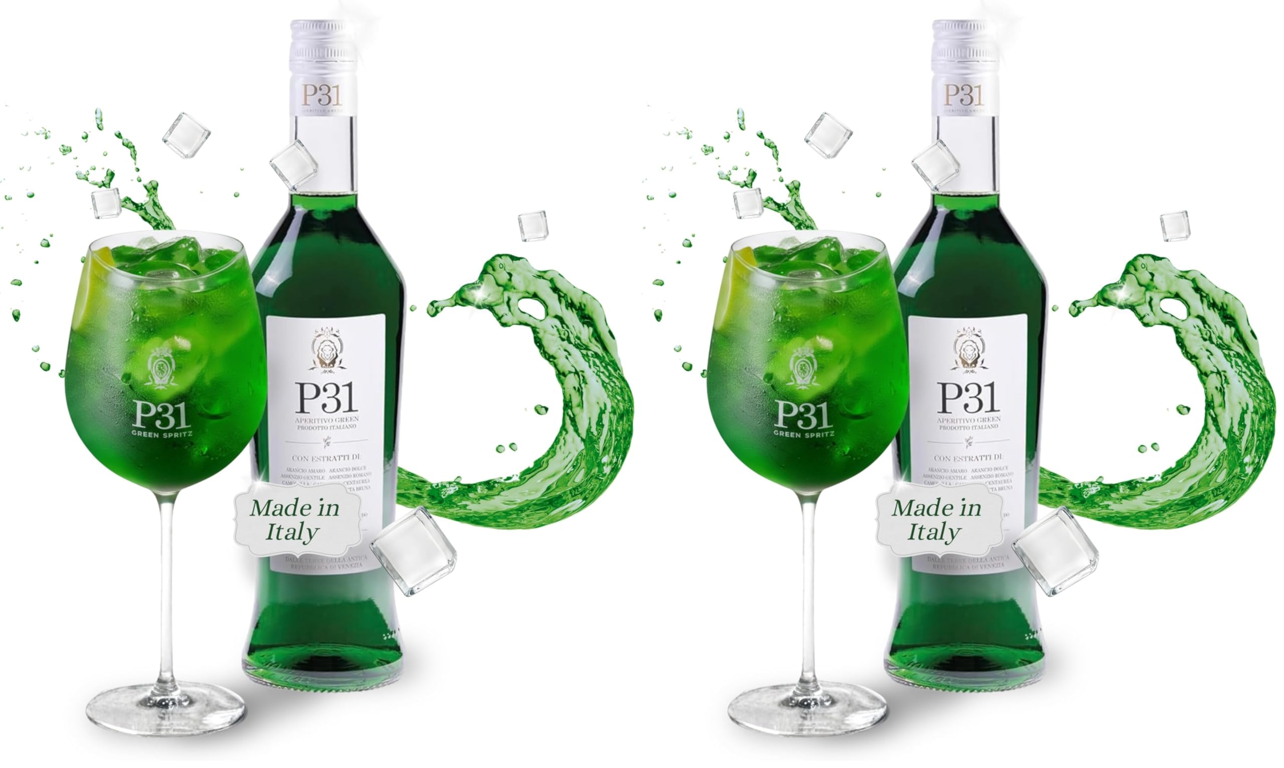 P31 Aperitivo Green I 11% Vol. Leichter Aperitif I 1.000 ml I 31 natürliche Kräuter & Essenzen I Präzise handwerkliche Verarbeitung I Elegantes Flaschendesign (Packung mit 2)