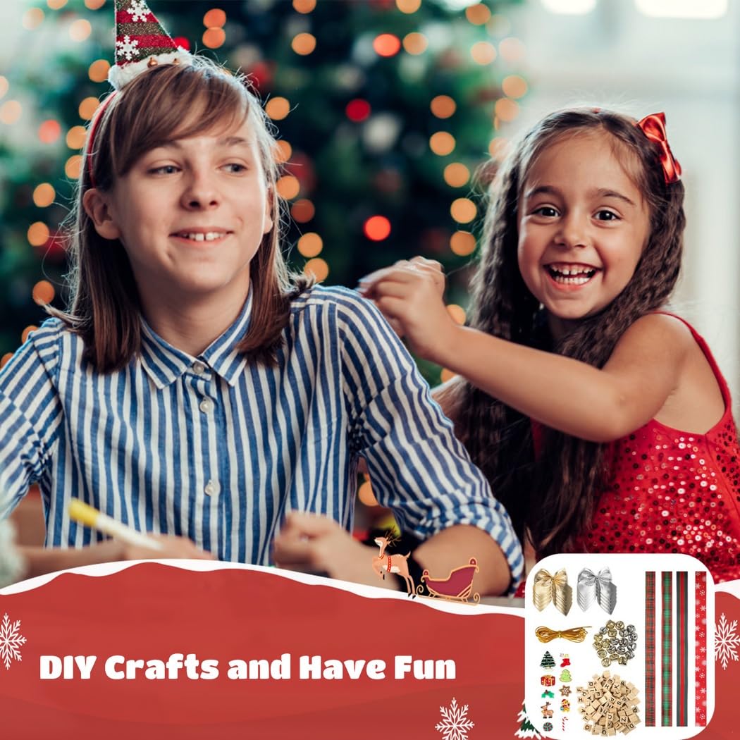 Kit de décoration de Noël à faire soi-même : créez vos propres décorations de vacances avec des rubans, des cloches et des carreaux de lettres