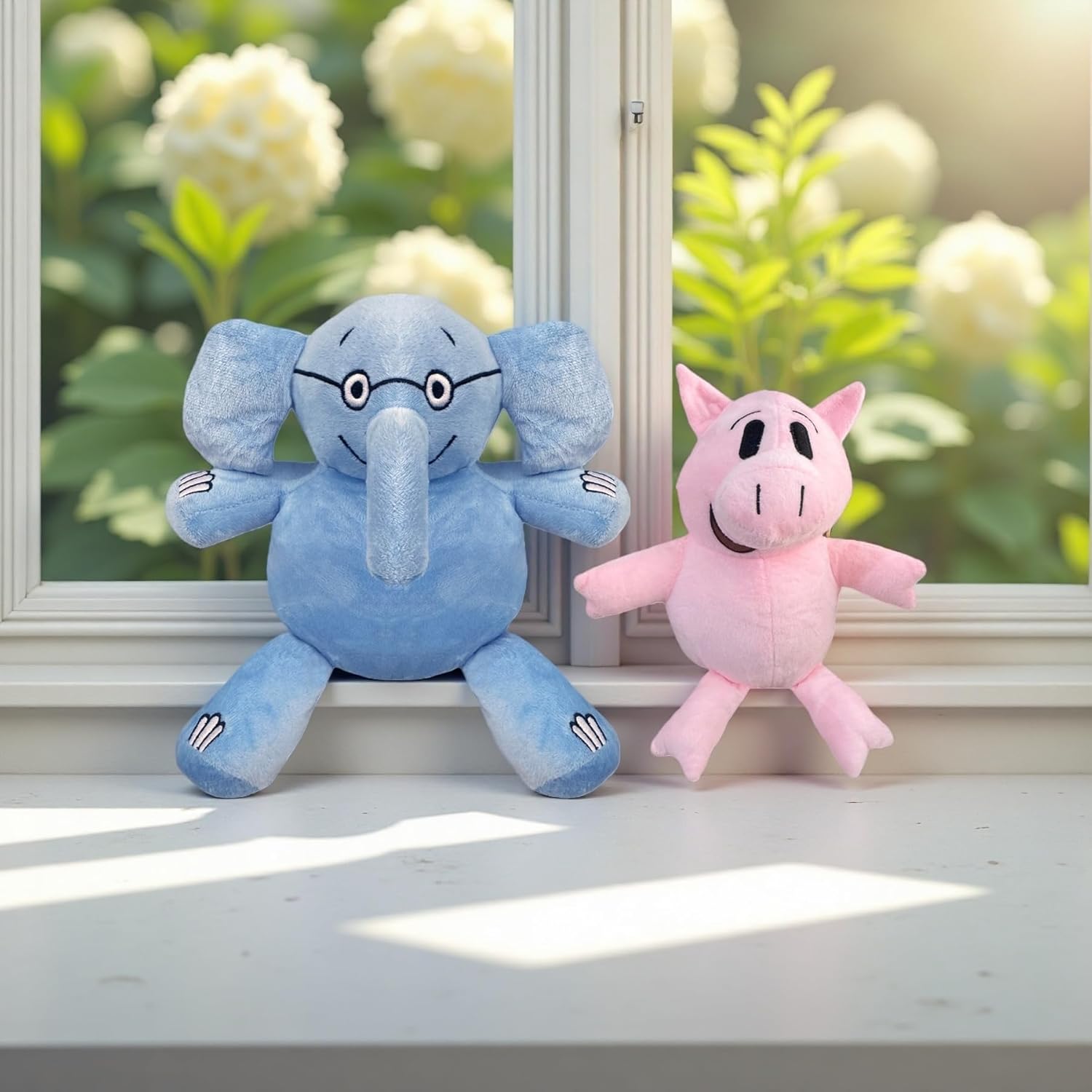 Blue Elephant Animal and Pink Pig Plush Toys,for Boys and Girls Stuffed Animal Toys, Christmas Room Decoration Party Gifts (2PCS)