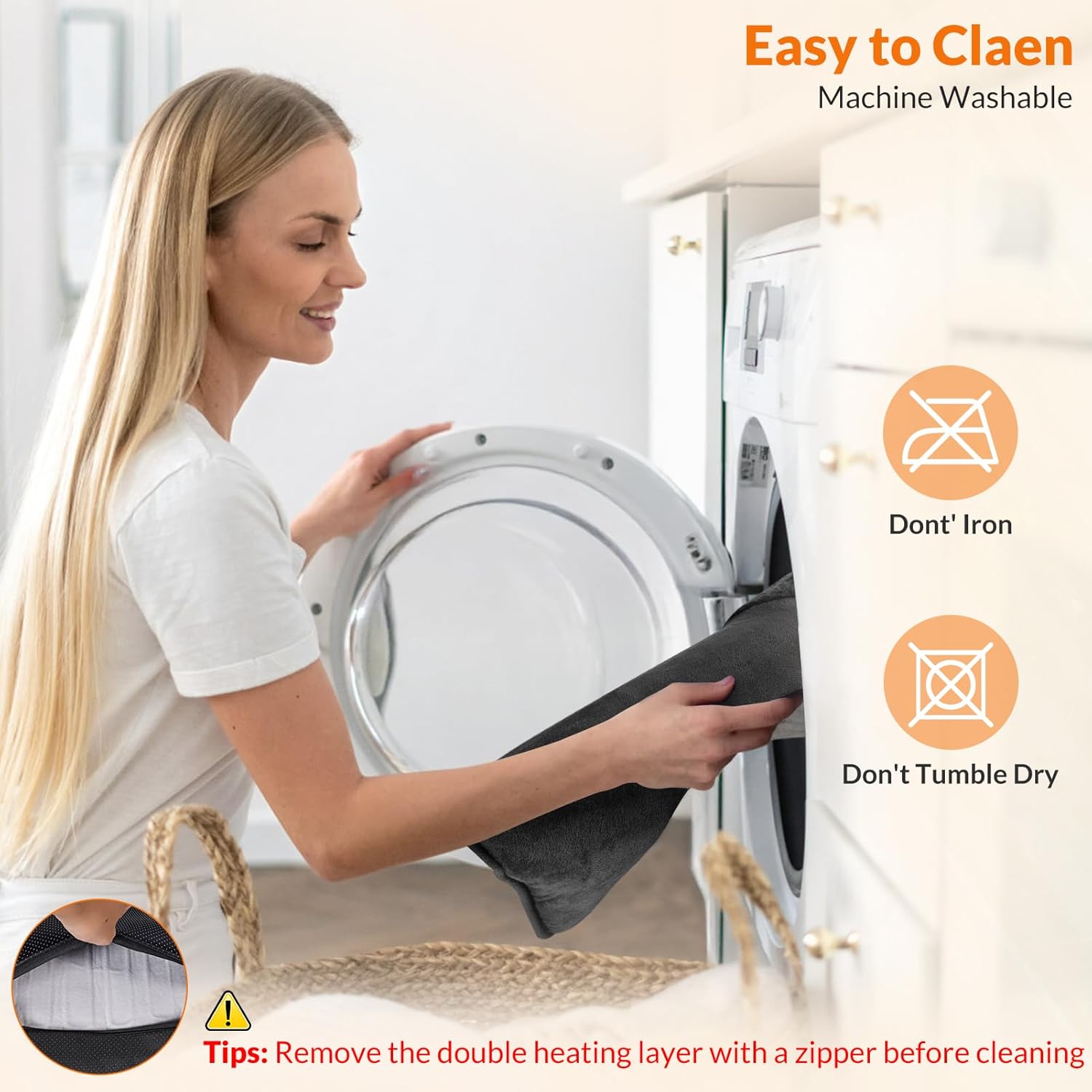 Double Sided Electric Foot Warmer with 9 Heat Settings & 3 Timer(1-4-8H); Foot Warmers for feet with Fast Heating & Auto Shut Off; Ultra-Soft Machine Washable Plush; Portable for Office, Home (Grey)