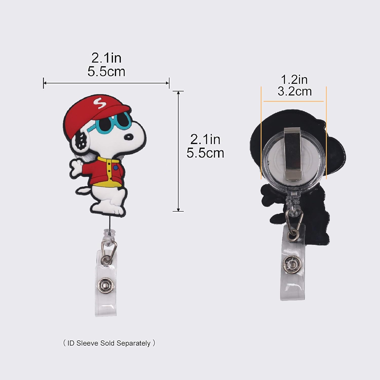 4 Pcs Set ONE Piece Badge ID Clip Reel Retractable Holder Office Work Nurse Name Badge Tag Clip On Card Holders Cute - 30 inch Cord Extension