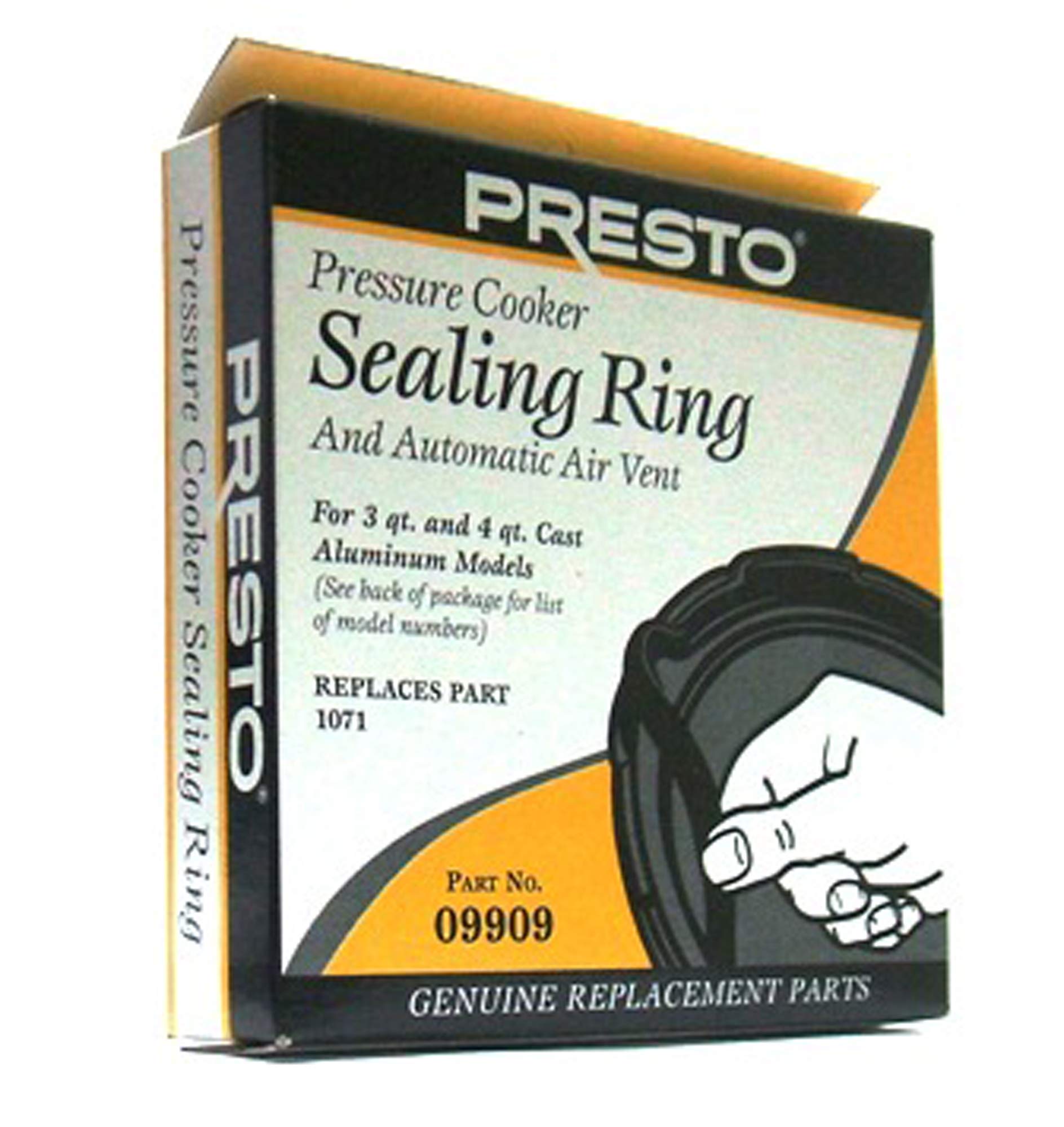 Presto Sealing Ring/Gasket and Air Vent 09909 (5 Pack), Rubber, 10 inches, Pressure Cooker Replacement Parts