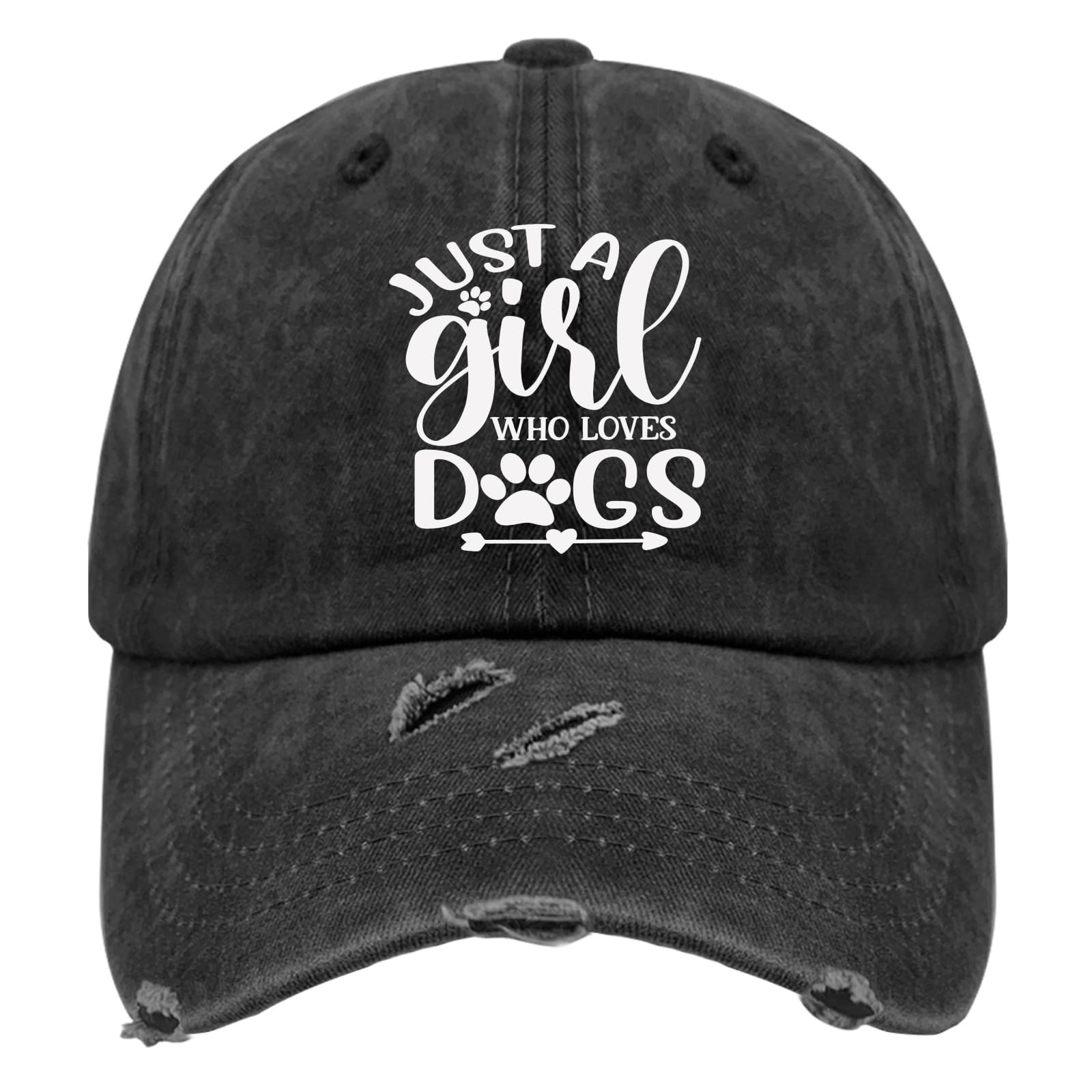 JUST A Girl WHO Loves Dogs Hats for Men Washed Distressed Baseball Cap Aesthetic Washed Running Hat Adjustable