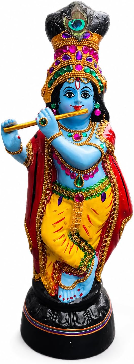 Blue Lotus Resin Krishna Idol (Blue, 18 x 11 x 45 cm)