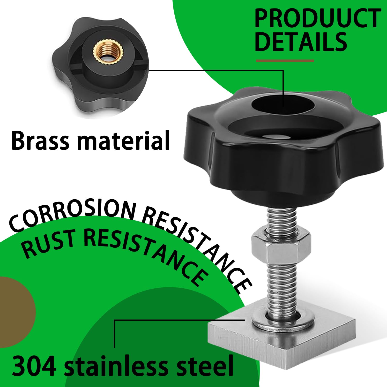 DAIRYCOF T Track Bolts 4 PCS Roof Rack Bolts M8 x 40 mm with Thumb Screws m8 with nut Washer 20x20×4mm Square Sliding Blocks for roof Rack Rail Carrier (4 - Image 2