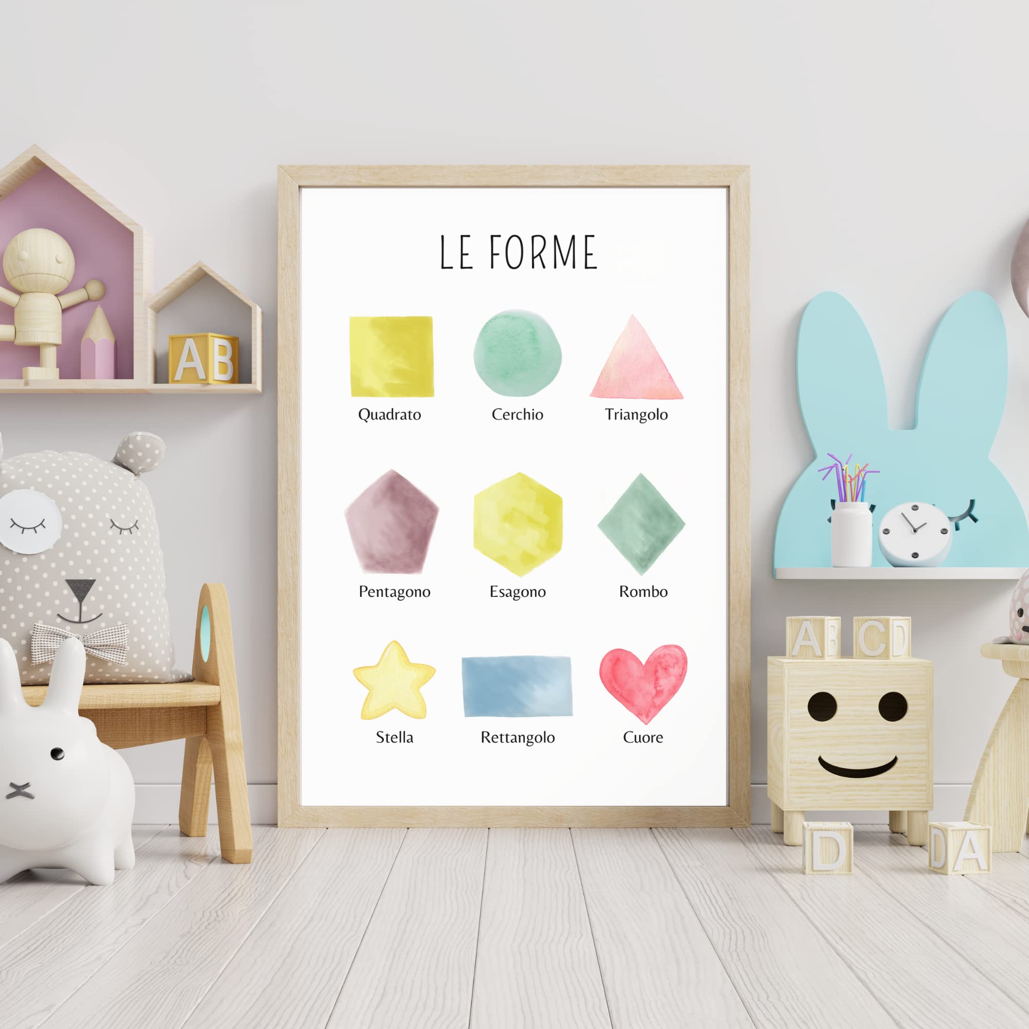 ZTGDA Poster Educativi Per Bambini Con Numeri E Forme - Set Da 2, Tela Su Telaio In Legno, 30,5x40,6 Cm, Decorazione Murale Per Aule E Camerette - 6