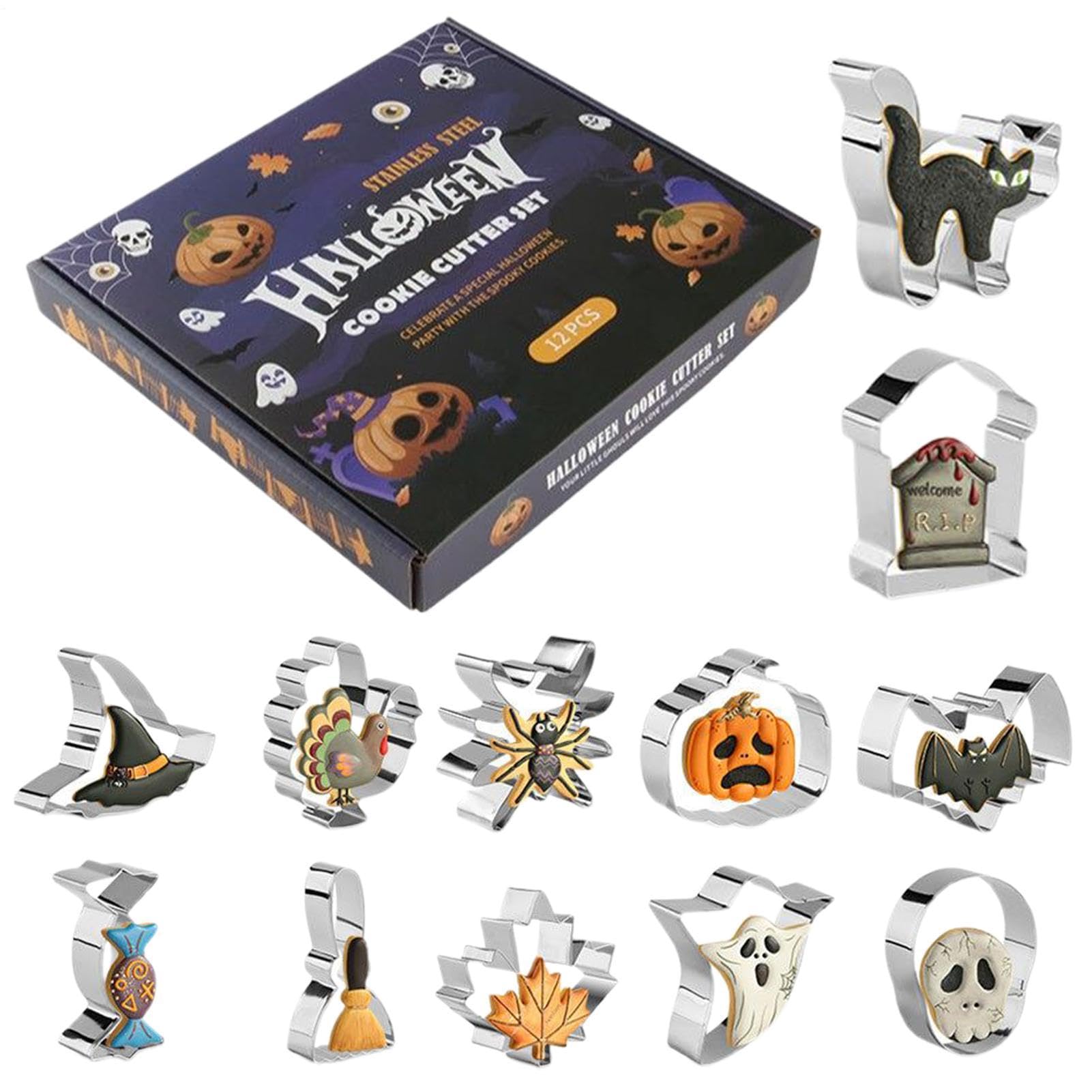 Cortador de galletas para hornear y moldes de acero inoxidable para alimentos en 12 formas