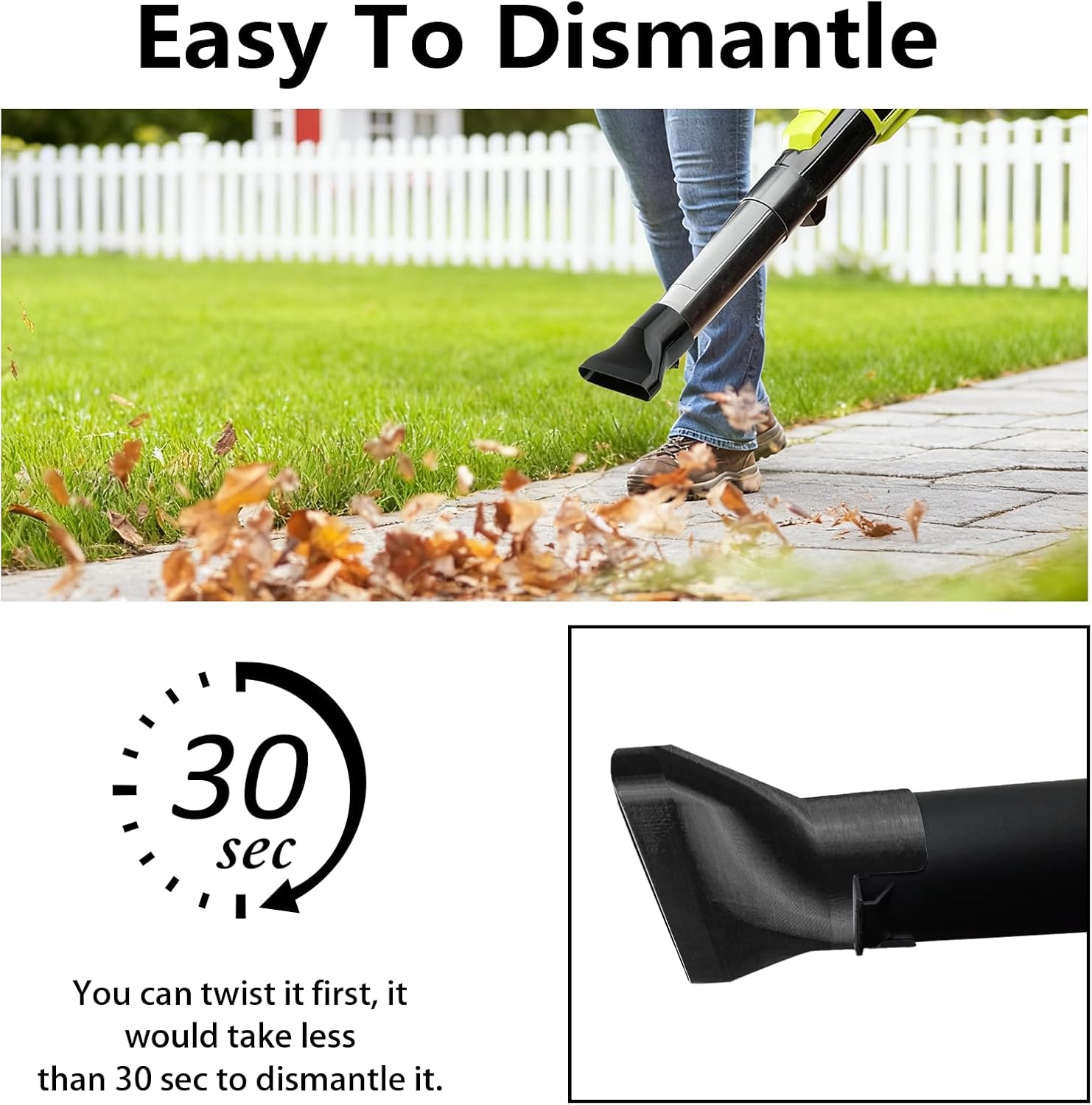 Generic Leaf Blower Flat Nozzle Attachment Compatible with Ryobi P21011 18V for Faster Leaf & Light Snow Clearing | Perfect for Driveways & Patios