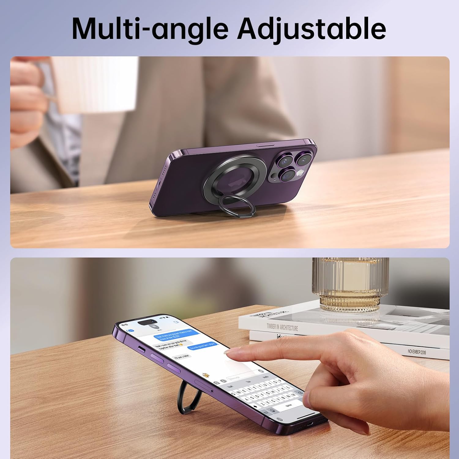 Syncwire Magnetic Phone Ring Holder for MagSafe, Magnetic Phone Ring Stand Finger Grip Kickstand with Two-Sided Magnetic Compatible iPhone 15 Pro Max 14 13 12,Android,Samsung, MagSafe Accessories