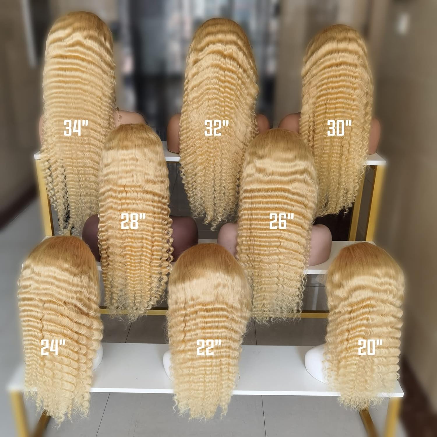 613 Lace Front Wig Human Hair 32 Inch, 13x6 HD Transparent Lace Deep Wave Wig, 180% Density Glueless Blonde Lace Frontal Wig Pre Plucked with Baby Hair, Natural Hairline Long Curly Human Hair Wig