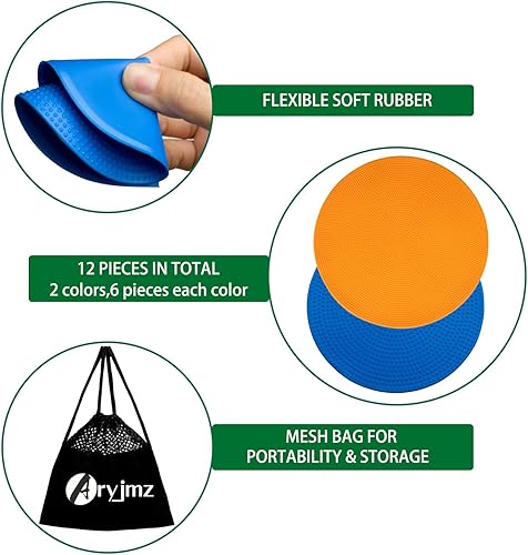 Miniatura 10 de Marcadores de goma para el suelo, puntos de agilidad antideslizantes de 9 pulgadas, conos planos para niños, deportes, fútbol, baloncesto,