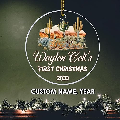 Miniatura 2 de Adornos personalizados de primera Navidad para bebés 2023, adorno del desierto de cactus, adorno de la primera Navidad del bebé, adornos