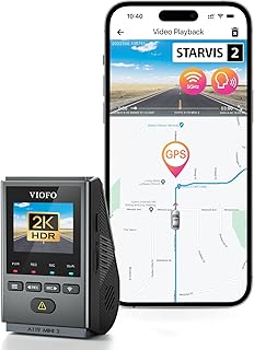 VIOFO Mini Dash Cam Front A119 Mini 2, STARVIS 2 Sensor, 2K 60fps/HDR 30fps Voice Control Car Dash Camera with 5GHz Wi-Fi GPS, Night Vision 2.0, 24H Parking Mode, Supercapacitor, Support 512GB Max