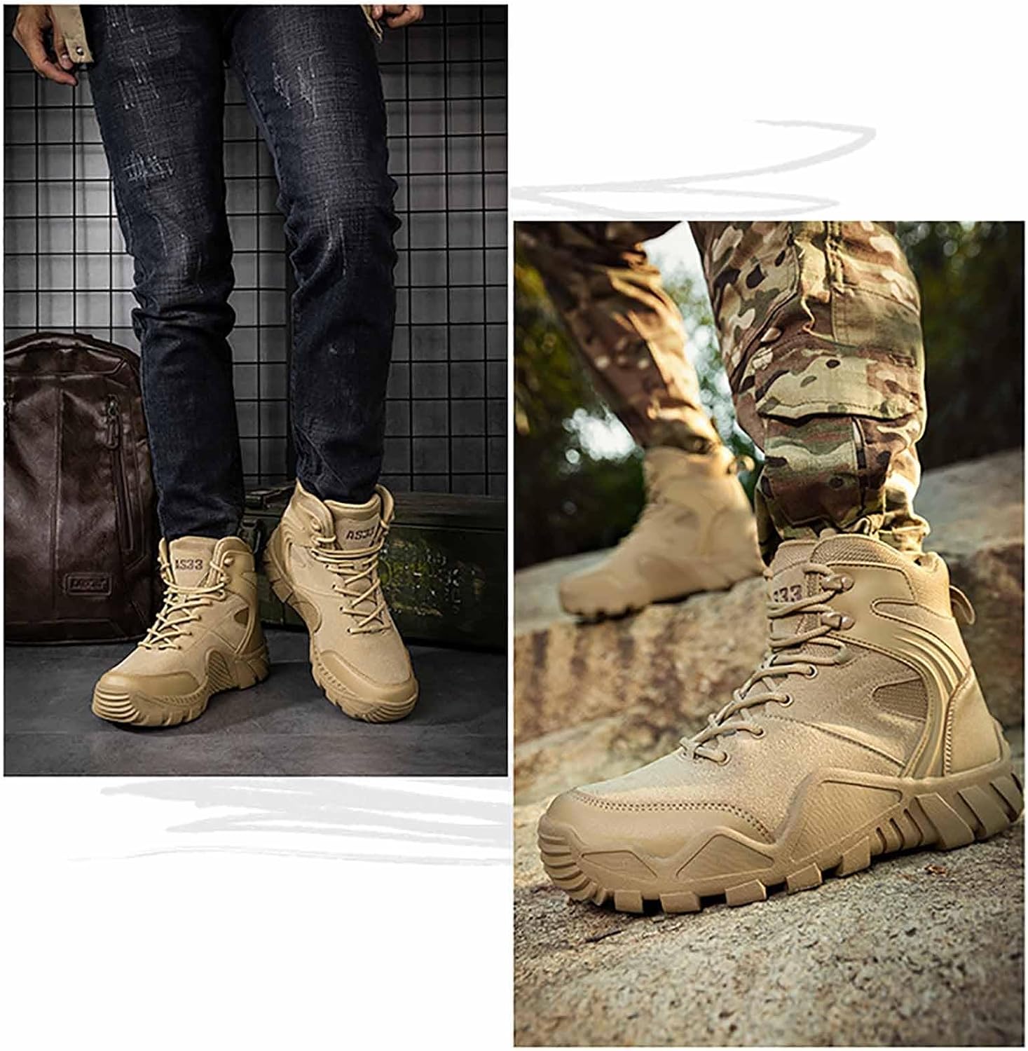 CLSQLXYJZC Tactical Boots for Men Military Boots, Lightweight Outdoor Army Hunting Jungle Hiking Boots with Sports Socks Men's military tactical Combat boots