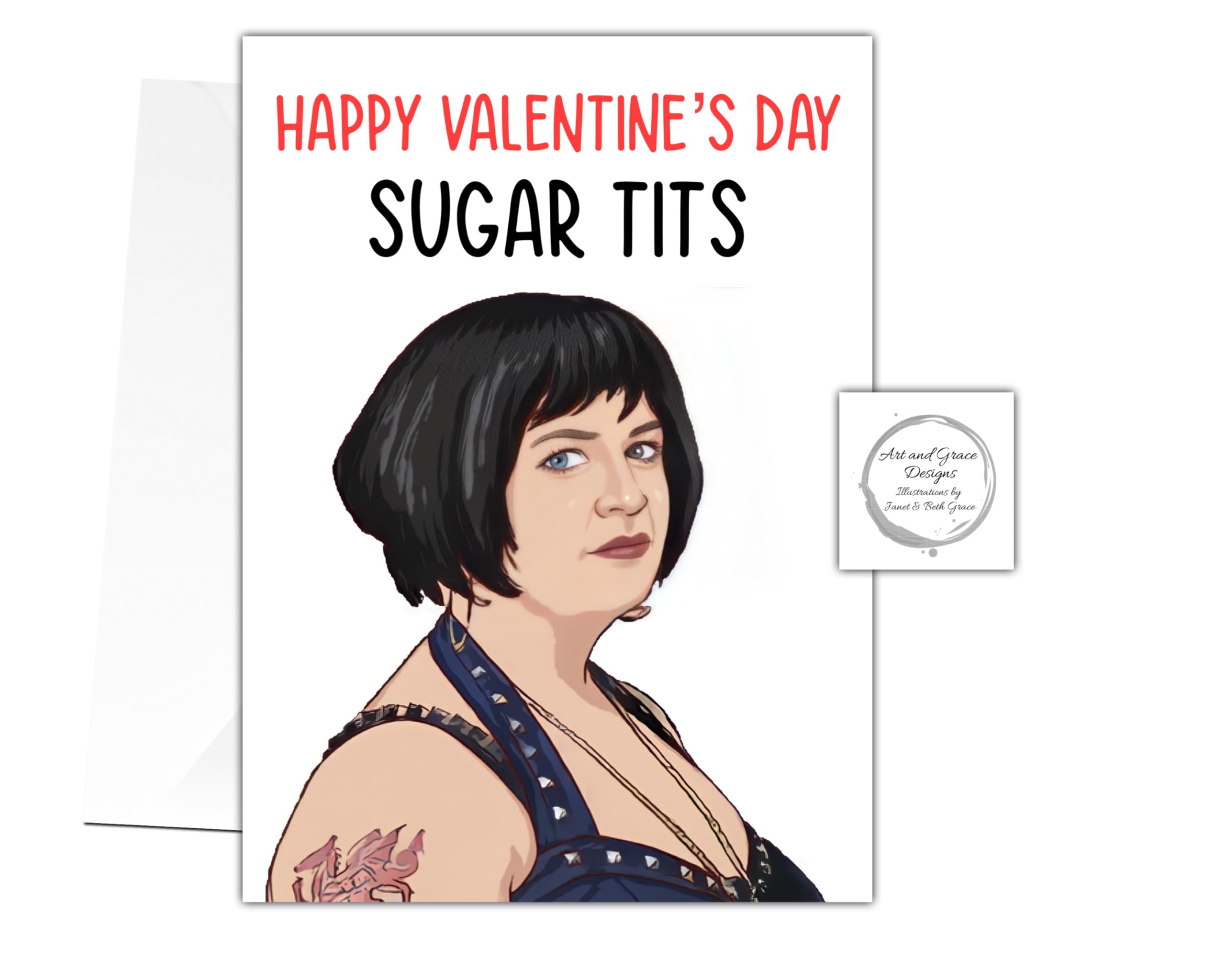 Nessa Greeting Card - Happy Valentine's Day Sugar Tits - Humorous - Gavin and Stacey