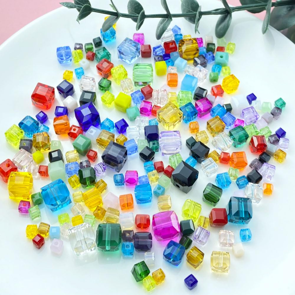 Wholesale Lot 200pcs Cube Square Crystal Glass Loose Beads Jewelry Making 2mm Multi Color