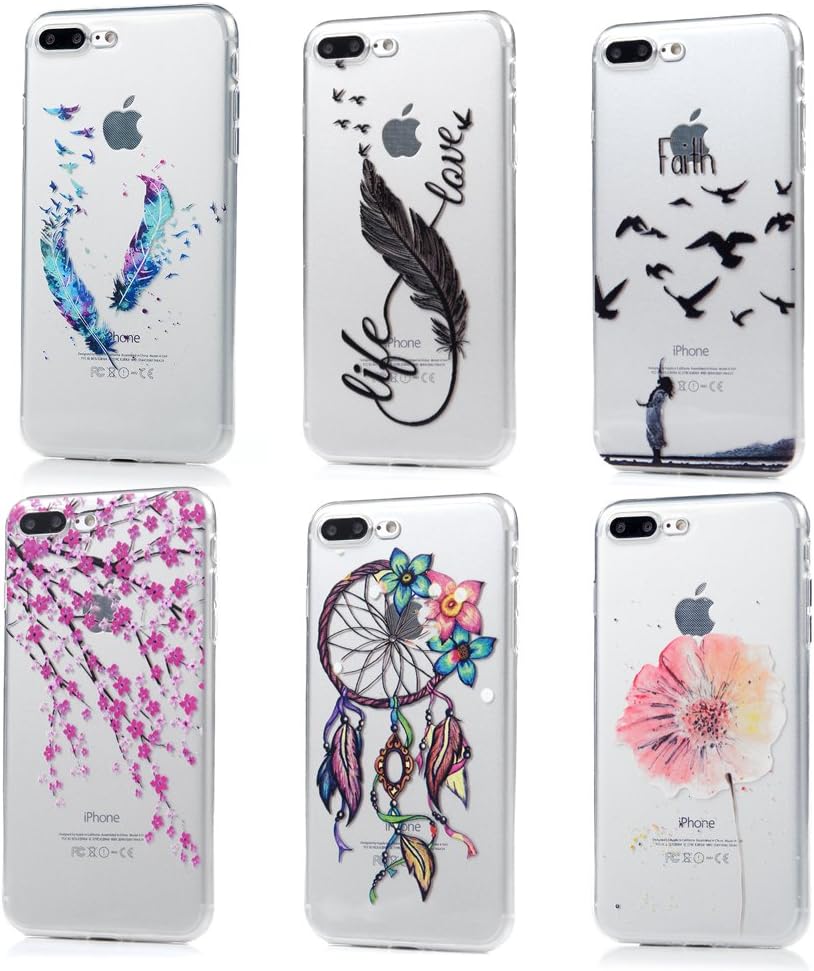 Badalink Phone Case Compatible for iPhone 8 Plus/iPhone 7 Plus - 6 Pcs Case Protective Cover Shock-Absorption Soft TPU Bumper Case Transparent Clear Cute Colorful Thin Slim Skin - Group 5