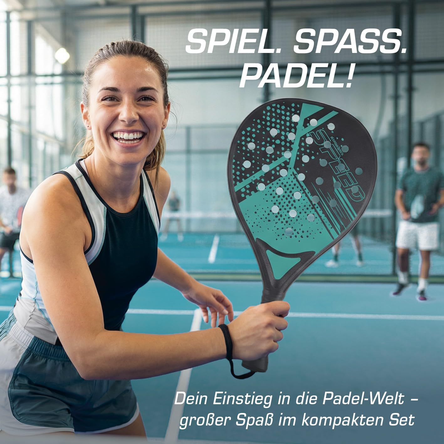 #DoYourSports Padel Schläger Set | Padelschläger & Padel Racket Starterset, 2 leichte Schläger für Padeltennis mit Ball & Netz | Rutschfester Grip ideal für Training & Freizeit