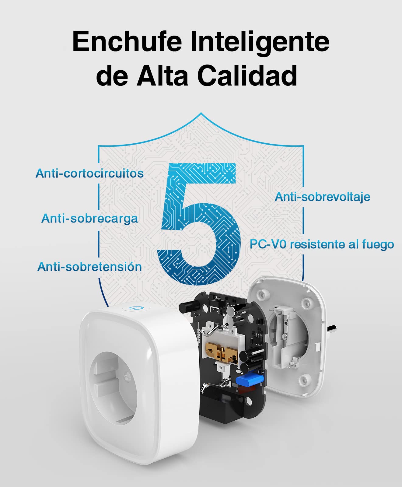 GHome Smart Presa intelligente, Smart Alexa Plug compatibile con Alexa Google Home, controllo remoto tramite app, misura il consumo di energia, timer di controllo vocale, solo in Wi-Fi da 2,4 GHz, 4