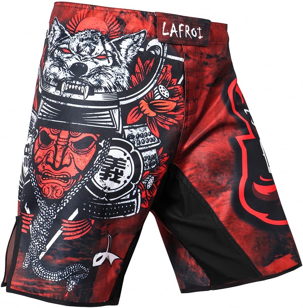 LAFROI Mens MMA Cross Training Boxing Shorts Trunks Fight Wear with Drawstring and Pocket-QJK01