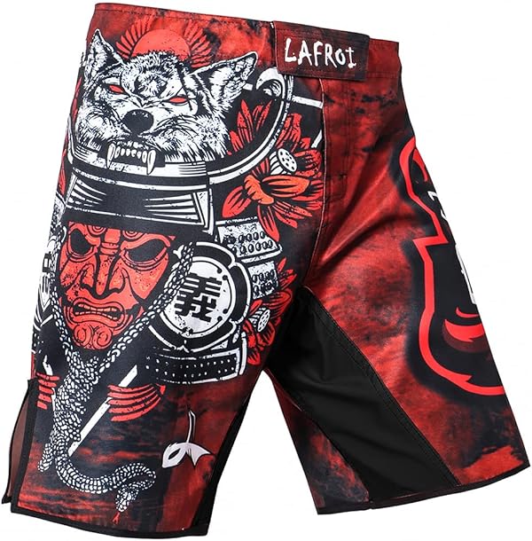 LAFROI Herren MMA Cross-Training Box Shorts Trunks Fight Wear mit Kordelzug und Tasche