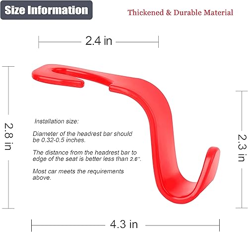 Miniatura 47 de Amooca Paquete de 4 ganchos para reposacabezas de asiento de automóvil, organizador universal de almacenamiento de automóvil, para bolso, bolso, Gris