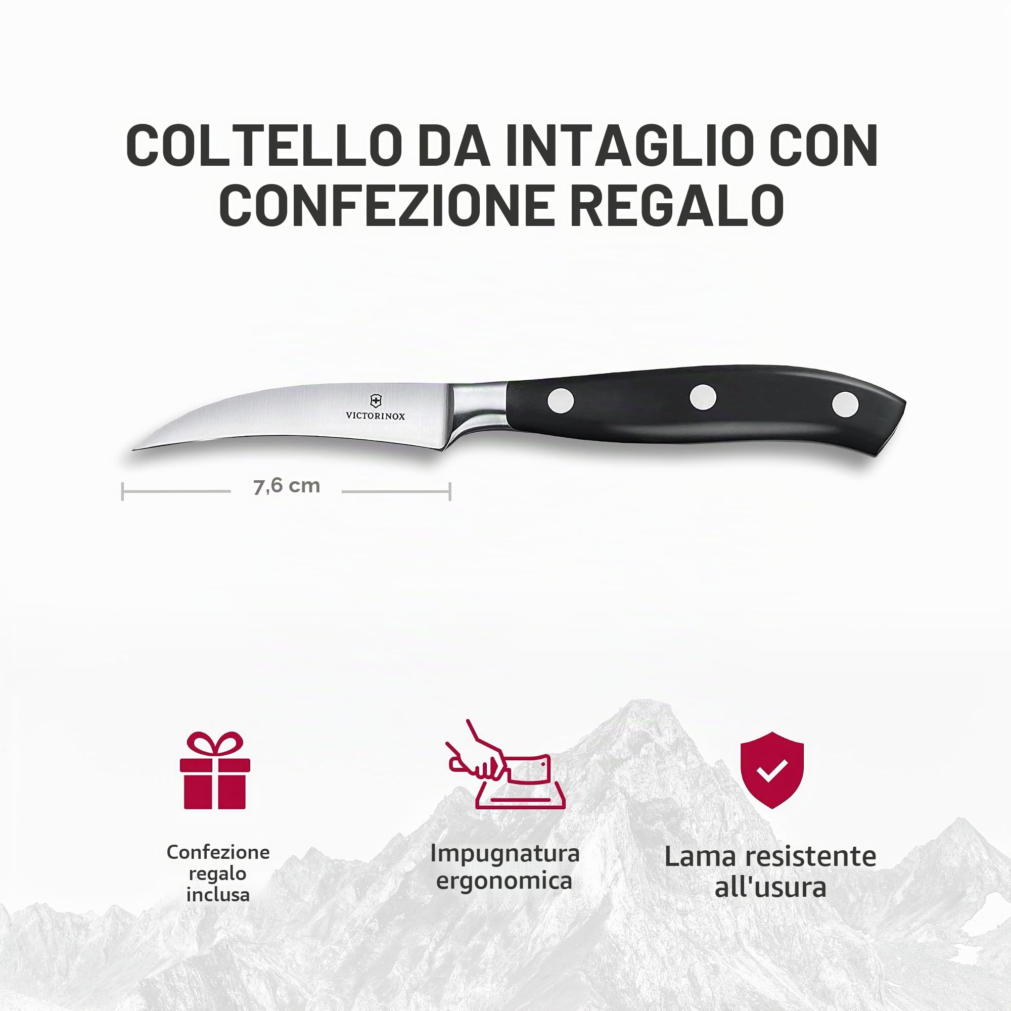 Victorinox Grand Maître Spelucchino Professionale per Carne, 8 cm, Nero | Coltello da chef per lavori di precisione, lama in acciaio inossidabile extra affilata e manico ergonomico in POM