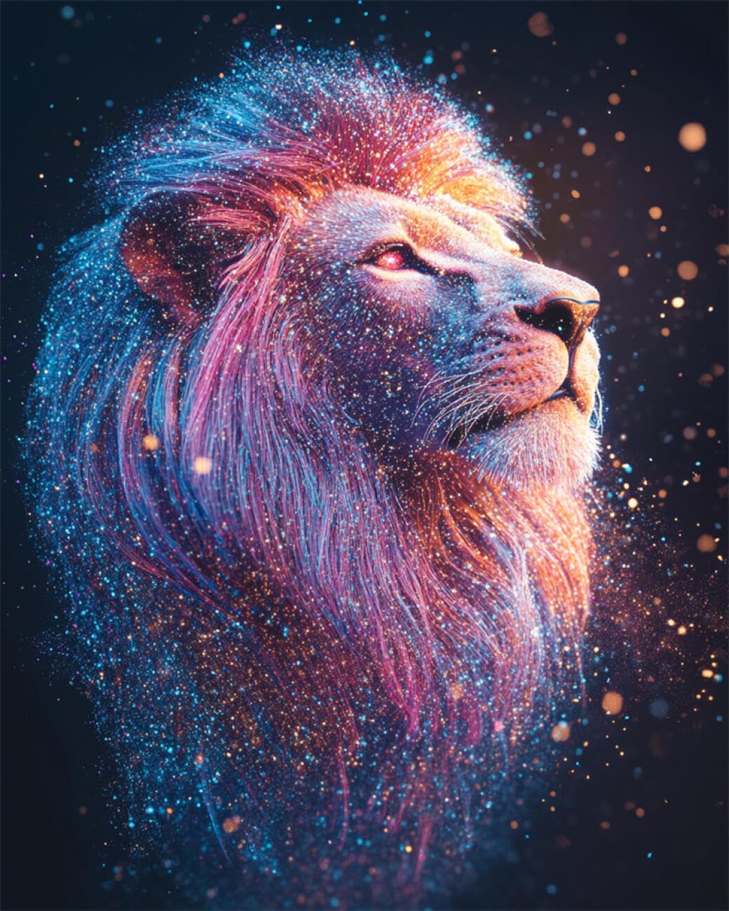 RKFLGEW DIY Bead Embroidery Kit Colorful Lion 40x50cm