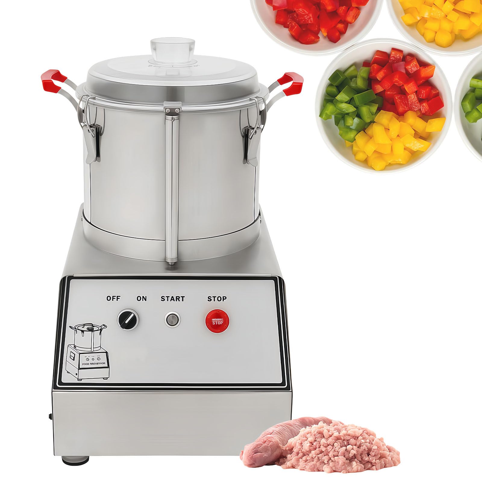 Glowdora Small Food Processor, Electric Food Chopper, Meat Grinder & Vegetable Chopper –Commercial Grade Stainless Steel, 1500rpm – For Hotel, Restaurant, Canteen 15L