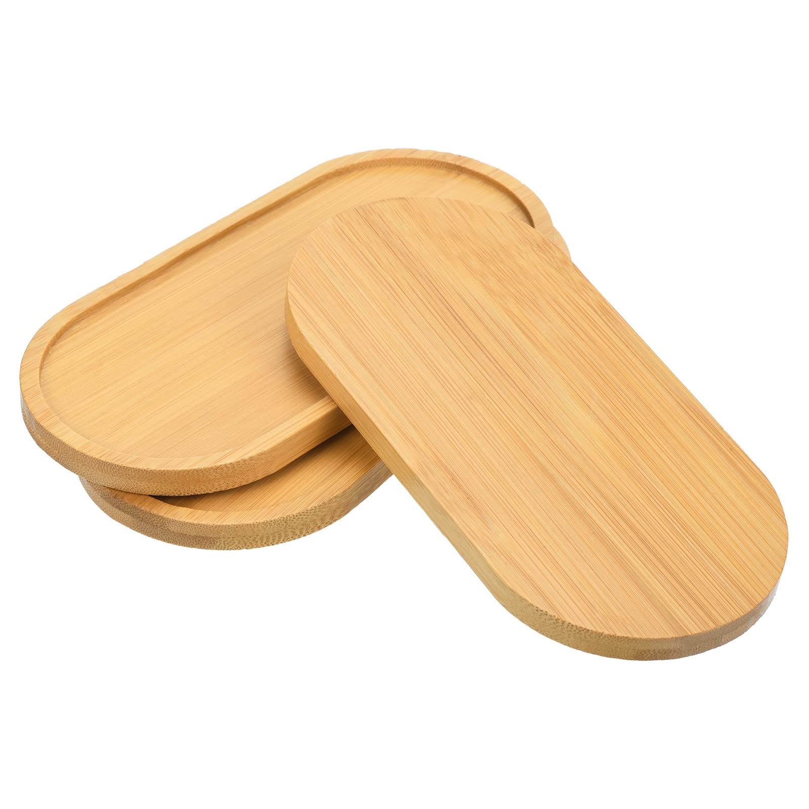 PATIKIL Plant Pot Saucer 7x3 Inch, 3 Pack Bamboo Oval Flower Drip Tray for Home Indoor