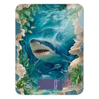 3D Shark Water Ocean Sea Portable Digital Scale for Food 11lb/0 18oz 5kg/5g Digital Scale Grams and oz with 4 Unit for Spices Spices Batteries not Included