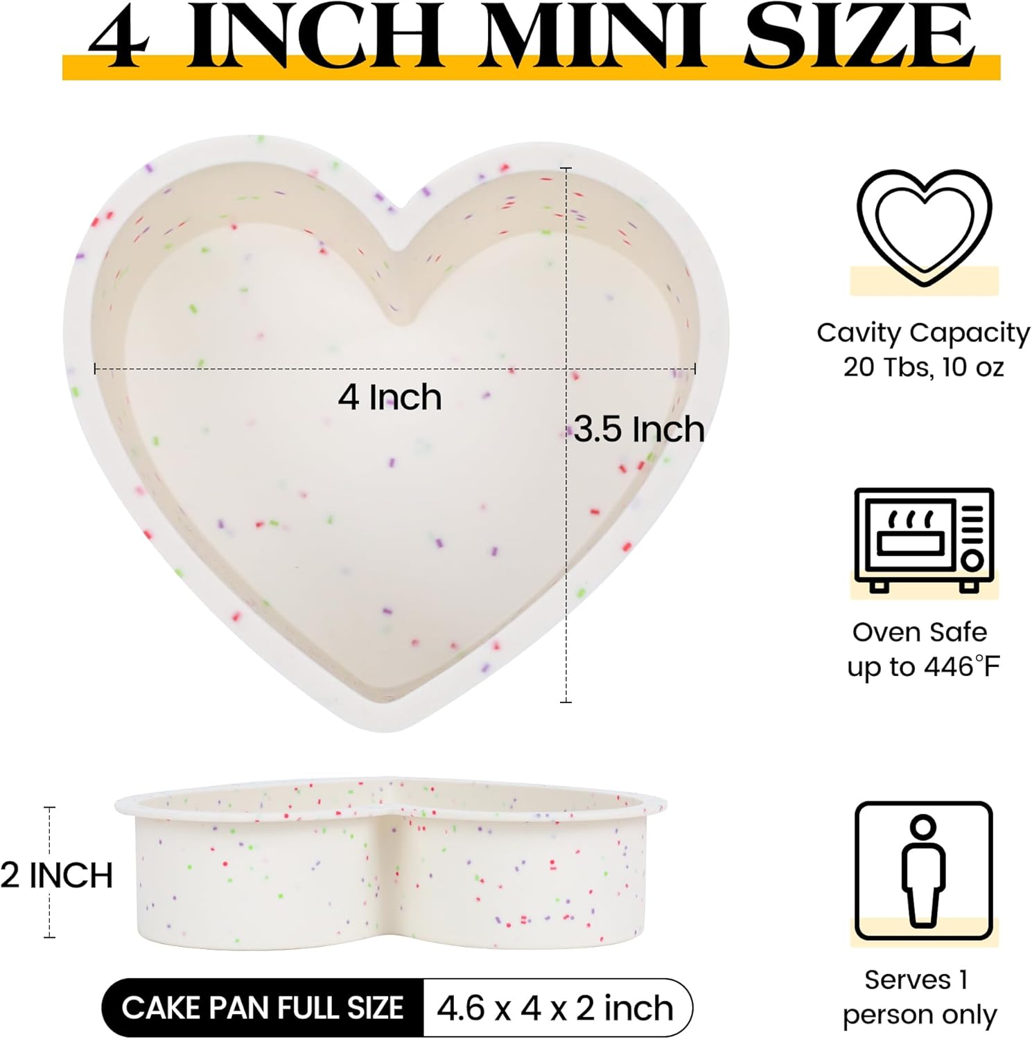 4 Inch Mini Heart Shaped Cake Pans Nonstick Silicone Heart Cake Molds for Baking Set of 2 (Cream) - Image 2