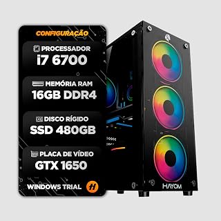 Pc gamer core i7 6700 16Gb DDR4 SSD 480GB GTX 1650 4GB 500w real Gabinete gamer rgb